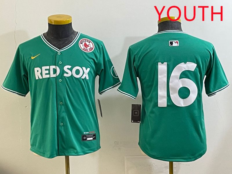 Youth Boston Red Sox #16 No Name Green Joint Name Nike 2025 MLB Jersey style 1->youth mlb jersey->Youth Jersey
